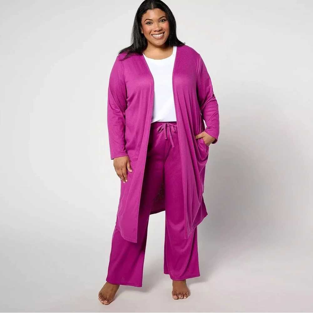 Muk Luks Fuchsia Open Cardigan and pants - Size 2X - Picture 11 of 14